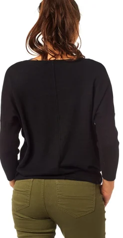 Strikbluse med 3/4 ærme sort