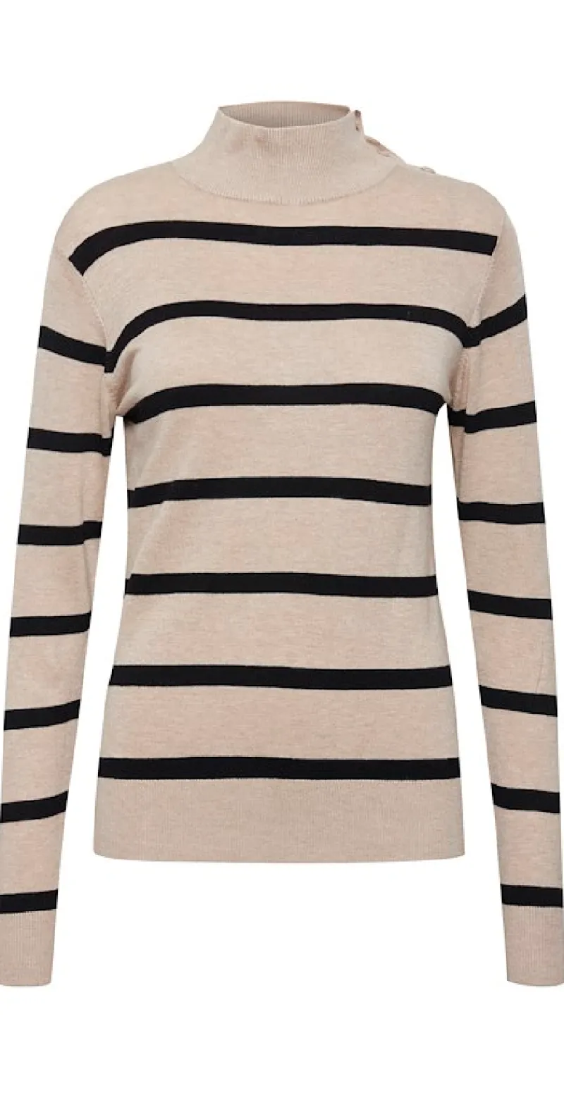 Strikbluse med skulderknapper cement mix