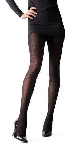 Strømpebuks i sort 60 denier mønster