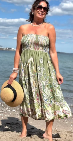 Thora nederdel med paisley print khaki LikeLondon