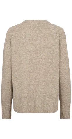 Vidoo strik pullover med broderet blomst taupe