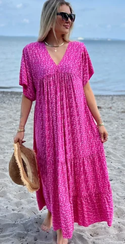 Vigga blomstret maxikjole pink LikeLondon