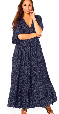 Vigga blomstret maxikjole navy LikeLondon