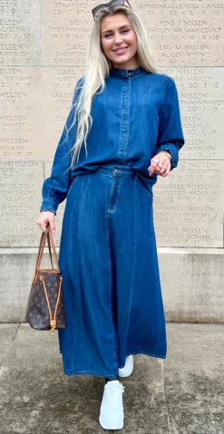 Wilke nederdel medium blue denim